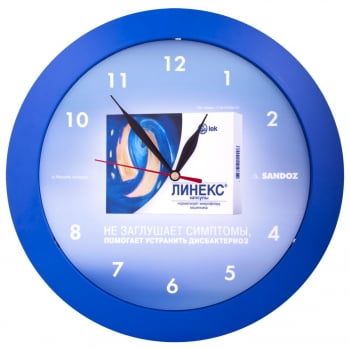 Часы настенные Vivid large, синие купить с нанесением логотипа оптом на заказ в интернет-магазине Санкт-Петербург