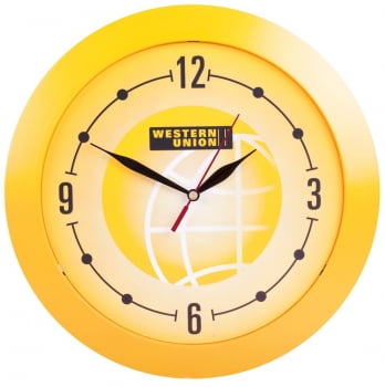 Часы настенные Vivid large, желтые купить с нанесением логотипа оптом на заказ в интернет-магазине Санкт-Петербург