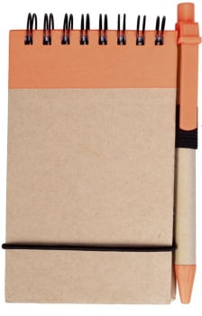 Блокнот на кольцах Eco Note с ручкой, оранжевый купить с нанесением логотипа оптом на заказ в интернет-магазине Санкт-Петербург