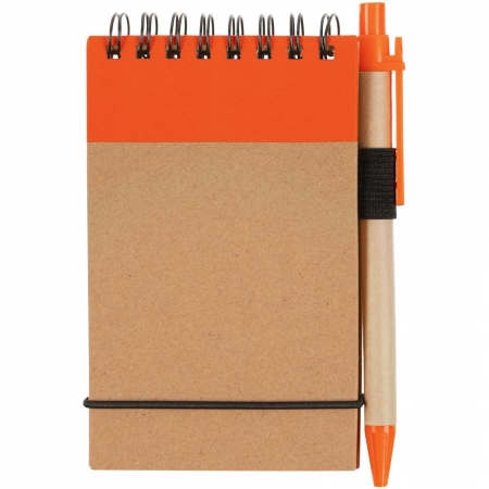 Блокнот на кольцах Eco Note с ручкой, оранжевый купить с нанесением логотипа оптом на заказ в интернет-магазине Санкт-Петербург