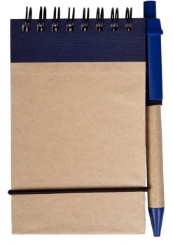 Блокнот на кольцах Eco Note с ручкой, синий купить с нанесением логотипа оптом на заказ в интернет-магазине Санкт-Петербург
