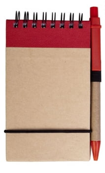 Блокнот на кольцах Eco Note с ручкой, красный купить с нанесением логотипа оптом на заказ в интернет-магазине Санкт-Петербург