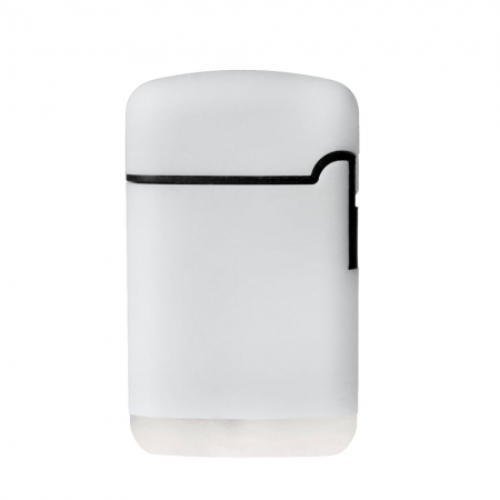 Зажигалка Zenga, турбо, многоразовая, белая купить с нанесением логотипа оптом на заказ в интернет-магазине Санкт-Петербург