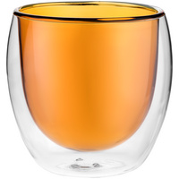 Стакан с двойными стенками Glass Bubble, желтый купить с нанесением логотипа оптом на заказ в интернет-магазине Санкт-Петербург