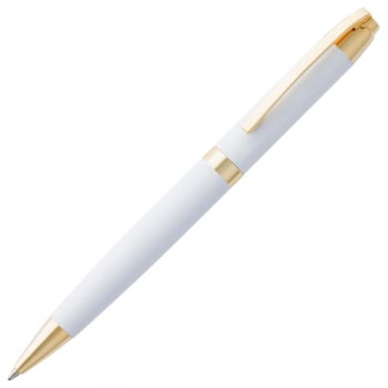 Ручка шариковая Razzo Gold, белая купить с нанесением логотипа оптом на заказ в интернет-магазине Санкт-Петербург