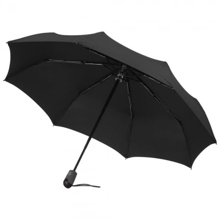 Зонт складной E.200, ver. 2, черный купить с нанесением логотипа оптом на заказ в интернет-магазине Санкт-Петербург