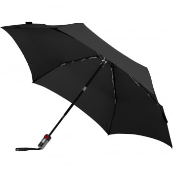 Зонт складной TS220 с безопасным механизмом, черный купить с нанесением логотипа оптом на заказ в интернет-магазине Санкт-Петербург
