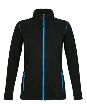 Куртка женская NOVA WOMEN 200, черная с ярко-голубым купить с нанесением логотипа оптом на заказ в интернет-магазине Санкт-Петербург