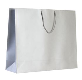 Пакет бумажный "Блеск", серебро, большой купить оптом с нанесение логотипа в Санкт-Петербурге