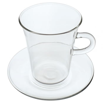 Чашка для чая или кофе с блюдцем Glass Duo купить с нанесением логотипа оптом на заказ в интернет-магазине Санкт-Петербург