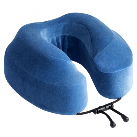 Подушка под шею для путешествий Cabeau Evolution, синяя купить с нанесением логотипа оптом на заказ в интернет-магазине Санкт-Петербург