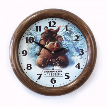 Часы настенные с деревянным ободом, орех купить с нанесением логотипа оптом на заказ в интернет-магазине Санкт-Петербург
