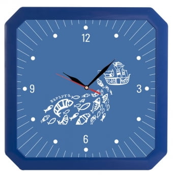 Часы настенные «Квадро», синие купить с нанесением логотипа оптом на заказ в интернет-магазине Санкт-Петербург