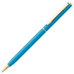 Ручка шариковая Hotel Gold, ver.2, голубая купить с нанесением логотипа оптом на заказ в интернет-магазине Санкт-Петербург