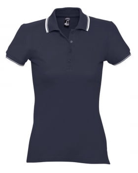 Рубашка поло женская Practice women 270, темно-синяя с белым купить с нанесением логотипа оптом на заказ в интернет-магазине Санкт-Петербург