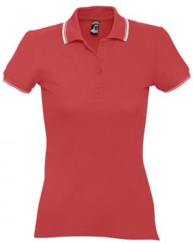 Рубашка поло женская Practice women 270, красная с белым купить с нанесением логотипа оптом на заказ в интернет-магазине Санкт-Петербург