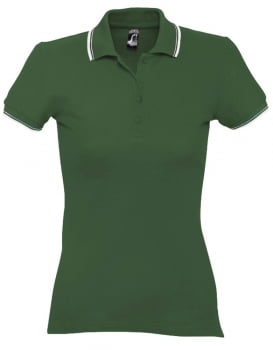 Рубашка поло женская Practice women 270, зеленая с белым купить с нанесением логотипа оптом на заказ в интернет-магазине Санкт-Петербург