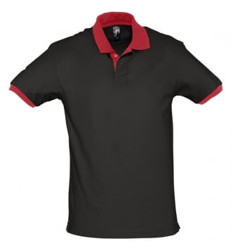 Рубашка поло Prince 190, черная с красным купить с нанесением логотипа оптом на заказ в интернет-магазине Санкт-Петербург
