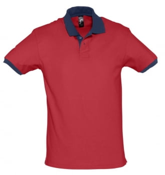 Рубашка поло Prince 190, красная с темно-синим купить с нанесением логотипа оптом на заказ в интернет-магазине Санкт-Петербург