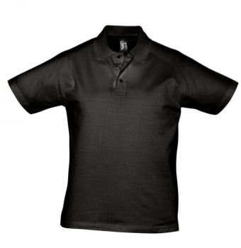 Рубашка поло мужская Prescott men 170, черная купить с нанесением логотипа оптом на заказ в интернет-магазине Санкт-Петербург