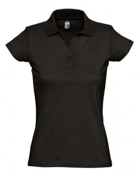 Рубашка поло женская Prescott women 170, черная купить с нанесением логотипа оптом на заказ в интернет-магазине Санкт-Петербург