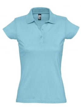 Рубашка поло женская Prescott women 170, бирюзовая купить с нанесением логотипа оптом на заказ в интернет-магазине Санкт-Петербург