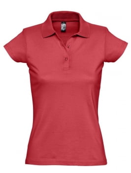 Рубашка поло женская Prescott women 170, красная купить с нанесением логотипа оптом на заказ в интернет-магазине Санкт-Петербург