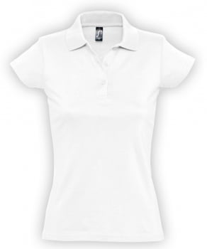 Рубашка поло женская Prescott women 170, белая купить с нанесением логотипа оптом на заказ в интернет-магазине Санкт-Петербург