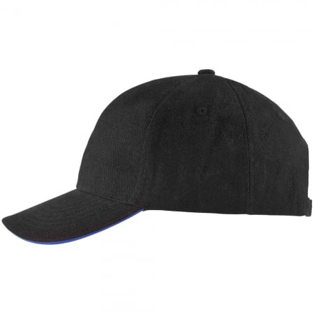 Бейсболка BUFFALO, черная с ярко-синим купить с нанесением логотипа оптом на заказ в интернет-магазине Санкт-Петербург