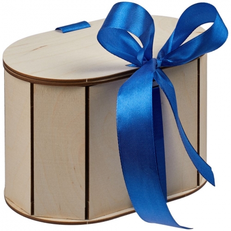 Коробка Drummer, овальная, с синей лентой купить с нанесением логотипа оптом на заказ в интернет-магазине Санкт-Петербург