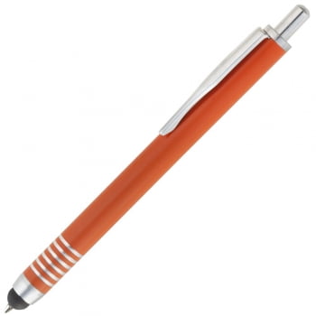 Ручка шариковая Finger со стилусом, оранжевая купить с нанесением логотипа оптом на заказ в интернет-магазине Санкт-Петербург