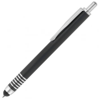 Ручка шариковая Finger со стилусом, черная купить с нанесением логотипа оптом на заказ в интернет-магазине Санкт-Петербург