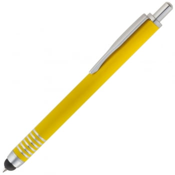 Ручка шариковая Finger со стилусом, желтая купить с нанесением логотипа оптом на заказ в интернет-магазине Санкт-Петербург