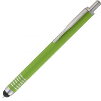 Ручка шариковая Finger со стилусом, зеленая купить с нанесением логотипа оптом на заказ в интернет-магазине Санкт-Петербург