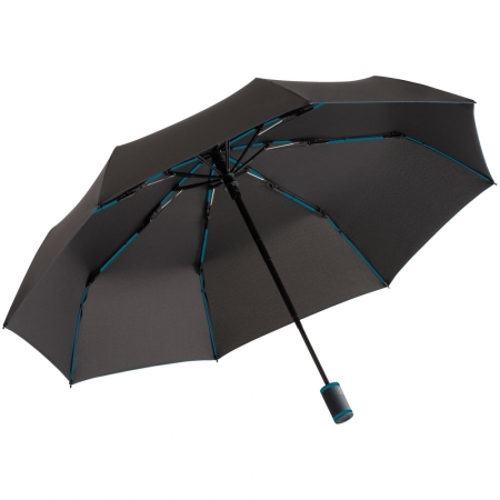 Зонт складной AOC Mini с цветными спицами, бирюзовый купить с нанесением логотипа оптом на заказ в интернет-магазине Санкт-Петербург