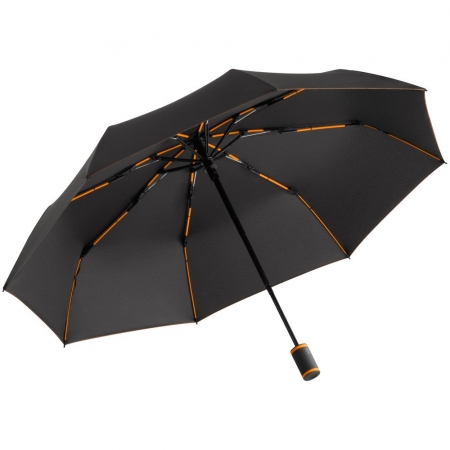 Зонт складной AOC Mini с цветными спицами, оранжевый купить с нанесением логотипа оптом на заказ в интернет-магазине Санкт-Петербург