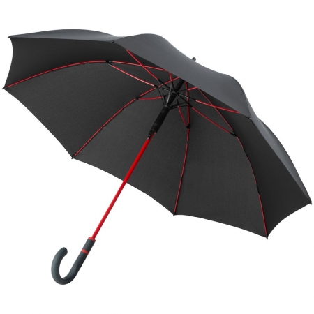 Зонт-трость с цветными спицами Color Style ver.2, красный, с серой ручкой купить с нанесением логотипа оптом на заказ в интернет-магазине Санкт-Петербург