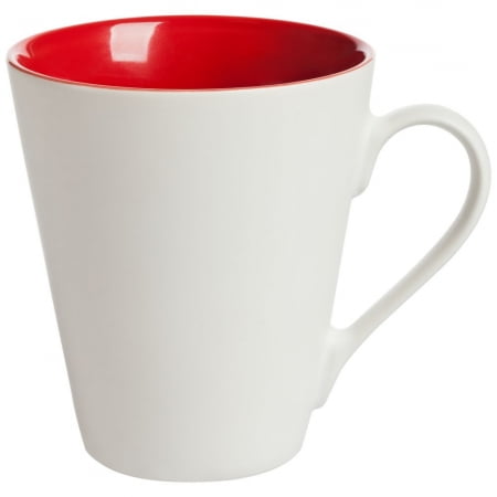 Кружка newBell матовая, белая с красным купить с нанесением логотипа оптом на заказ в интернет-магазине Санкт-Петербург