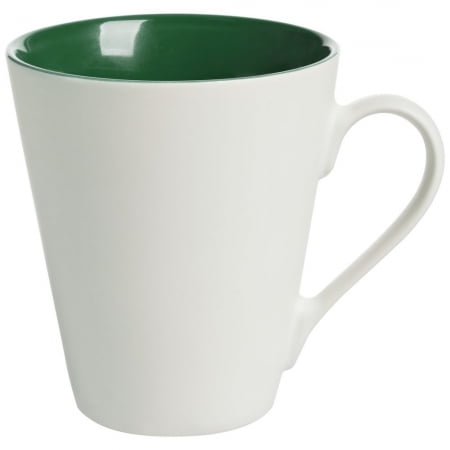 Кружка newBell матовая, белая с зеленым купить с нанесением логотипа оптом на заказ в интернет-магазине Санкт-Петербург