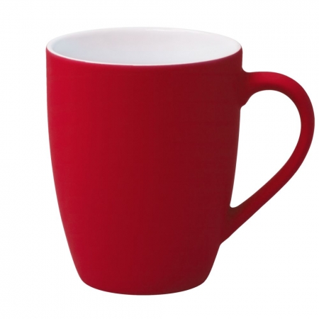 Кружка Good Morning c покрытием софт-тач, ярко-красная купить с нанесением логотипа оптом на заказ в интернет-магазине Санкт-Петербург