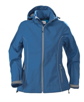 Куртка софтшелл женская HANG GLIDING, синяя купить с нанесением логотипа оптом на заказ в интернет-магазине Санкт-Петербург