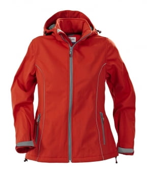 Куртка софтшелл женская HANG GLIDING, красная купить с нанесением логотипа оптом на заказ в интернет-магазине Санкт-Петербург