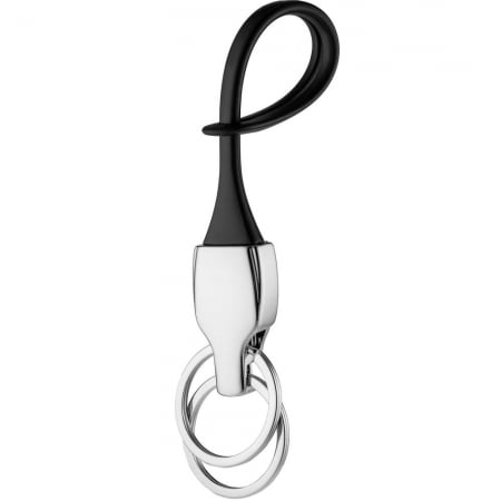 Брелок Duet с двумя кольцами, черный купить с нанесением логотипа оптом на заказ в интернет-магазине Санкт-Петербург