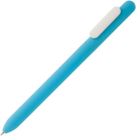 Ручка шариковая Slider Soft Touch, голубая с белым купить с нанесением логотипа оптом на заказ в интернет-магазине Санкт-Петербург