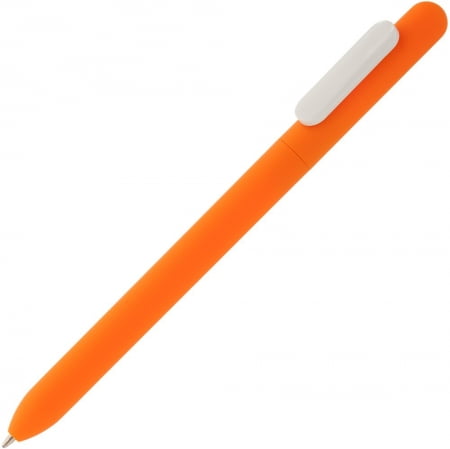Ручка шариковая Slider Soft Touch, оранжевая с белым купить с нанесением логотипа оптом на заказ в интернет-магазине Санкт-Петербург