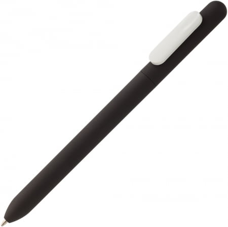 Ручка шариковая Slider Soft Touch, черная с белым купить с нанесением логотипа оптом на заказ в интернет-магазине Санкт-Петербург