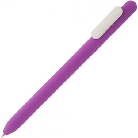 Ручка шариковая Slider Soft Touch, фиолетовая с белым купить с нанесением логотипа оптом на заказ в интернет-магазине Санкт-Петербург