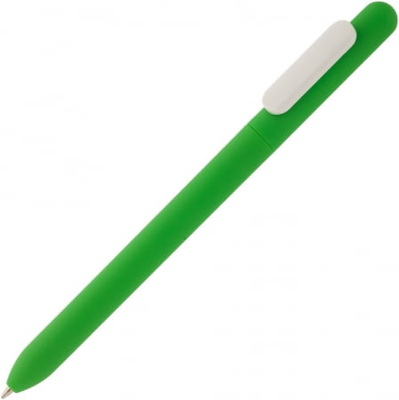 Ручка шариковая Slider Soft Touch, зеленая с белым купить с нанесением логотипа оптом на заказ в интернет-магазине Санкт-Петербург