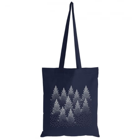 Холщовая сумка Silver Christmas, темно-синяя купить с нанесением логотипа оптом на заказ в интернет-магазине Санкт-Петербург