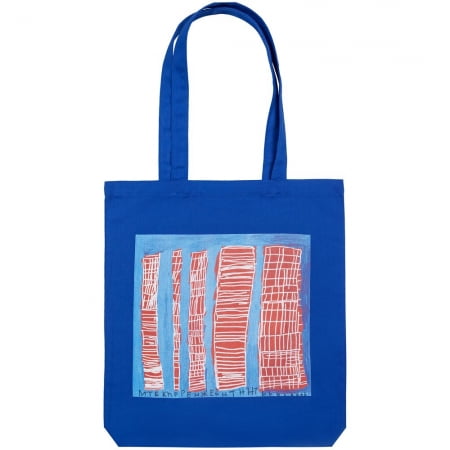 Холщовая сумка «Небоскребы. Дети Павловска», синяя купить с нанесением логотипа оптом на заказ в интернет-магазине Санкт-Петербург